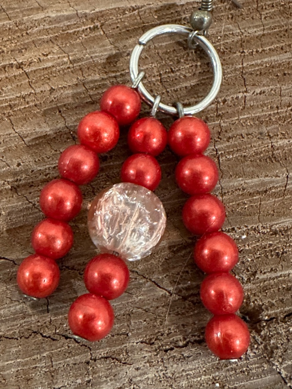 Red Beaded Dangle Earrings - Unbranded - Picture 3 of 4